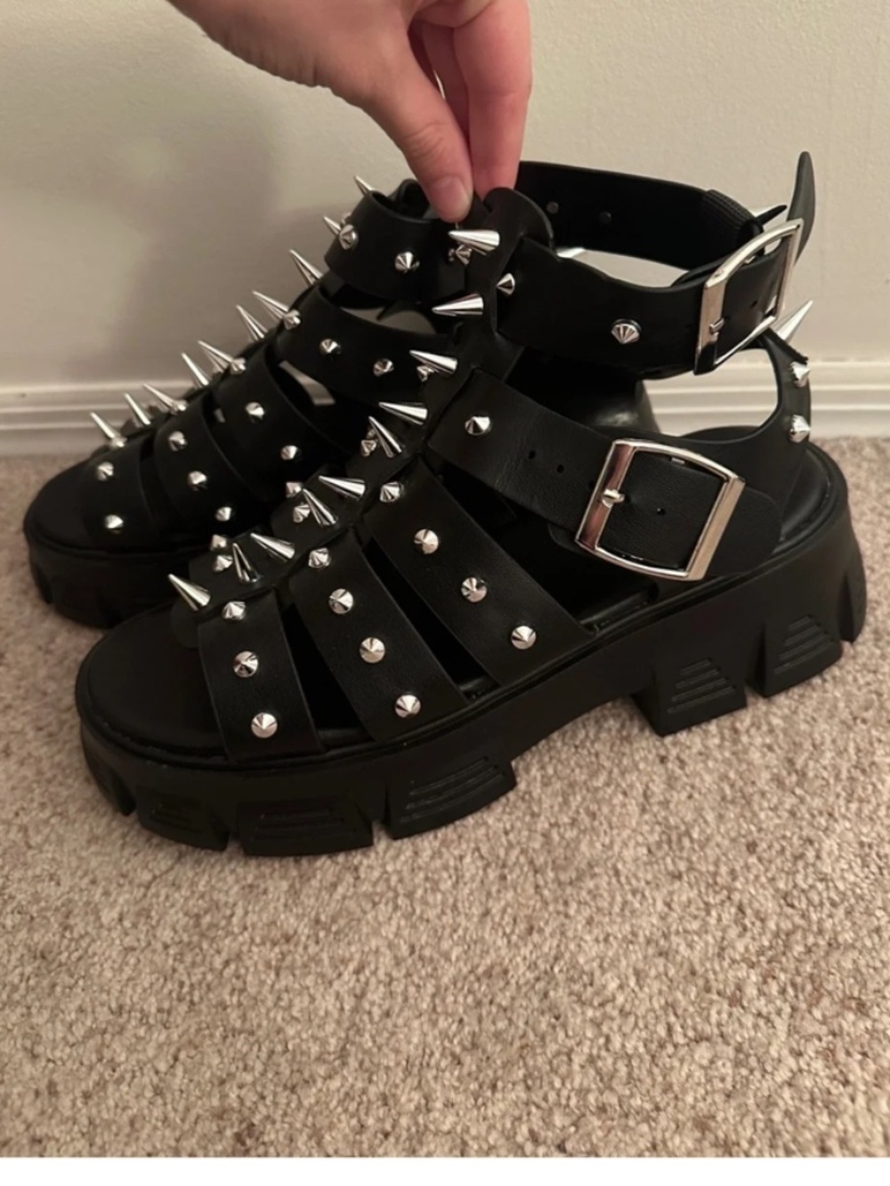 Spiked and studied sandals